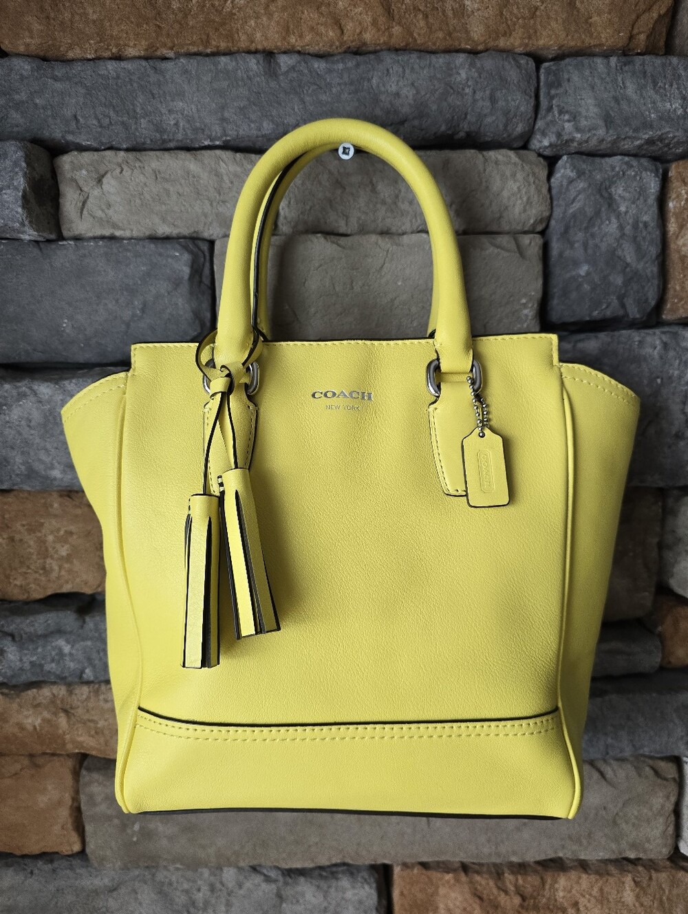 COACH Tanner Legacy Yellow Leather Purse Satchel Crossbody Small *please read*